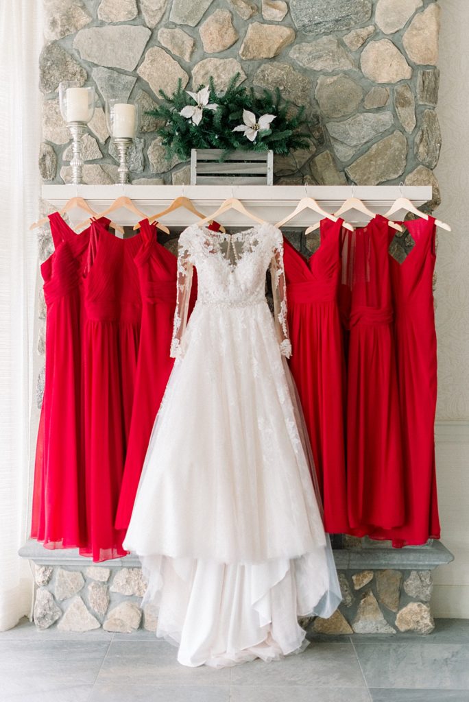 bridal gown with bridesmaids dresses